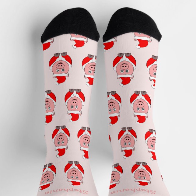 Calcetines Diseño de cerdo para Navidades de Socks (Arriba)
