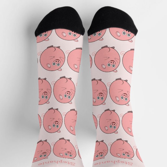 Calcetines Diseño de cerdo personalizado (Arriba)