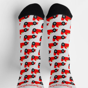 Calcetines Diseño de Coche de Carreras Rojo Personalizado