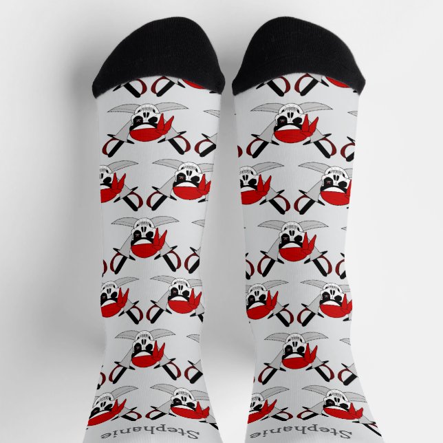 Calcetines Diseño de cráneo de pirata y espadas (Arriba)