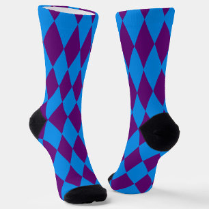 Calcetines Diseño de cuadros Arlequín Morado Azul