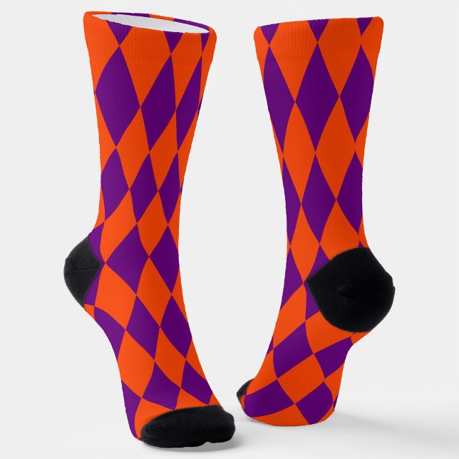 Calcetines Diseño de cuadros arlequín naranja y púrpura (Subido por el creador)