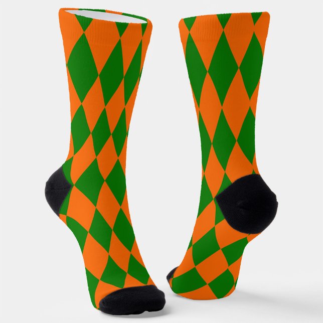 Calcetines Diseño de cuadros arlequín naranja y verde (Subido por el creador)