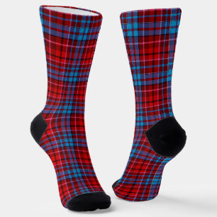Calcetines Diseño de cuadros escoceses azul granate rojo