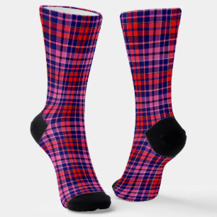 Calcetines Diseño de cuadros escoceses azul marino rojo rosa