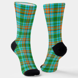 Calcetines Diseño de cuadros escoceses azul naranja verde