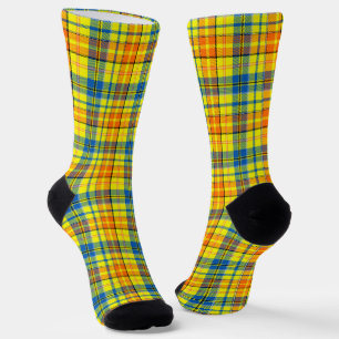 Calcetines Diseño de cuadros escoceses naranja azul amarillo