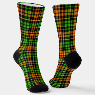 Calcetines Diseño de cuadros escoceses naranja verde negro