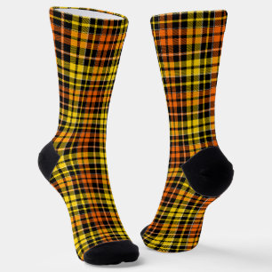 Calcetines Diseño de cuadros escoceses negro amarillo naranja