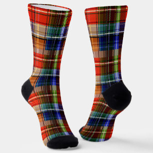 Calcetines Diseño de Cuadros Escoceses Rojo Azul Verde Amaril