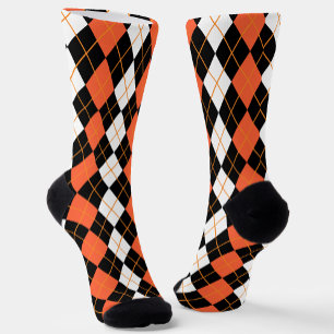 Calcetines Diseño de diamante de argelia blanco negro naranja