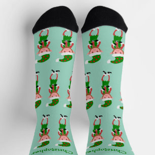 Calcetines Diseño de Elfo de Navidad