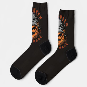 Calcetines Diseño de espantapájaros de calabaza de Halloween