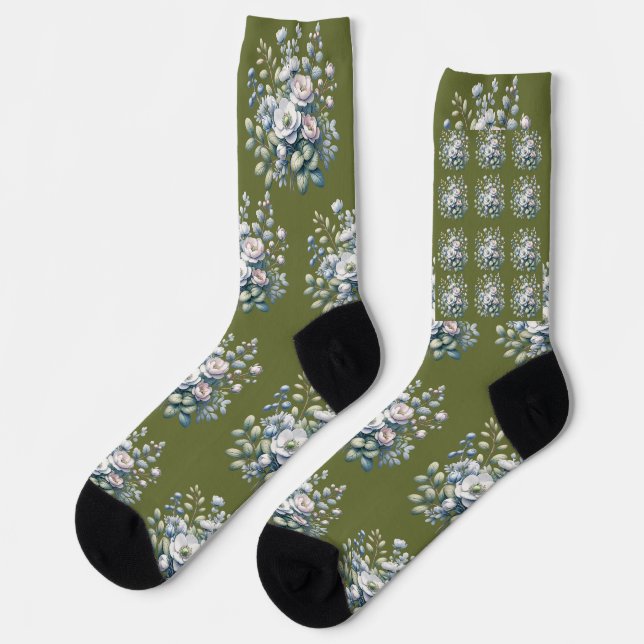 Calcetines diseño de flores personalizado (Izquierda)