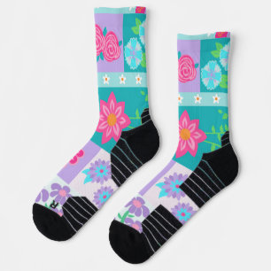 Calcetines Diseño de flores vibrantes en flor