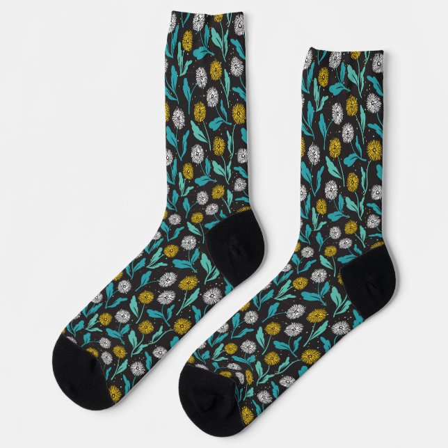 Calcetines Diseño de flores y hojas de Dandelion (Izquierda)