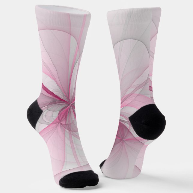 Calcetines Diseño de fractal gris rosa claro abstracto modern (Angular)