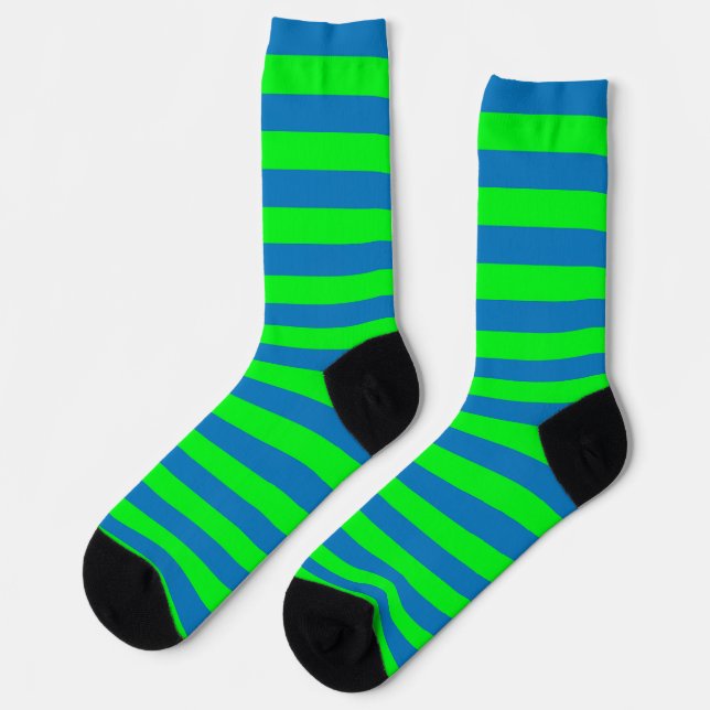 Calcetines Diseño de franjas azules y verdes (Izquierda)