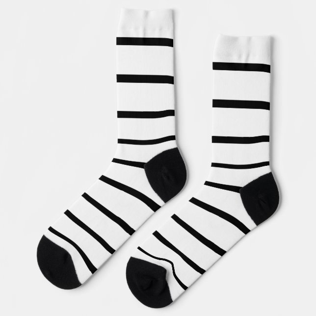 Calcetines Diseño de franjas blancas y negras (Izquierda)