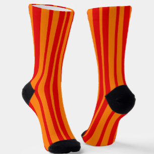 Calcetines Diseño de franjas rojas y Naranjas