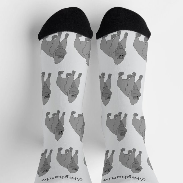 Calcetines Diseño de Gorila Gris Personalizado (Arriba)