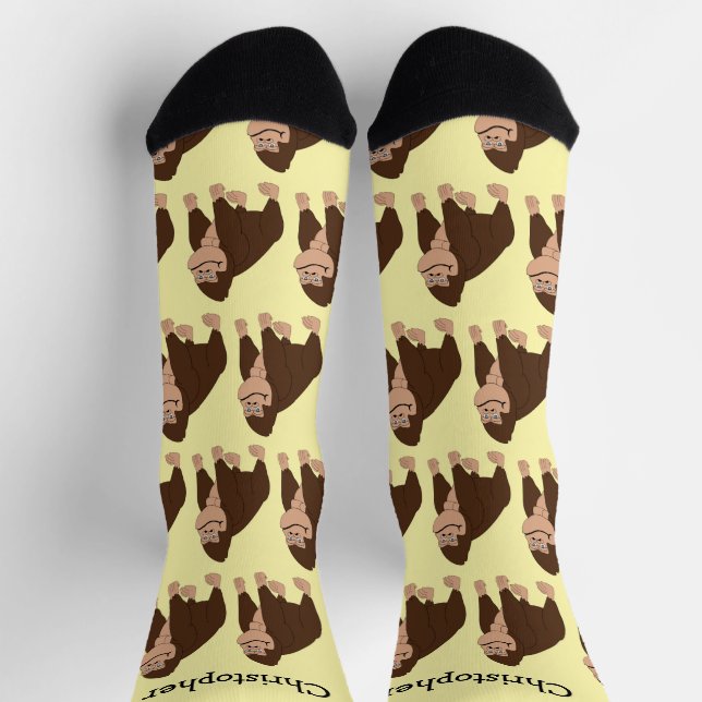 Calcetines Diseño de Gorila Marrón Personalizado (Arriba)