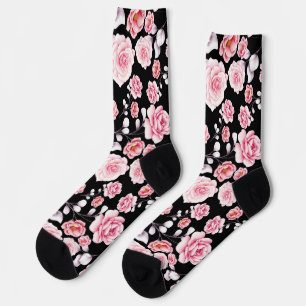 Calcetines Diseño de la impresión de motivos florales rosa so