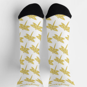 Calcetines Diseño de libélula dorada