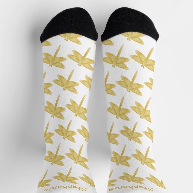 Calcetines Diseño de libélula dorada (Arriba)