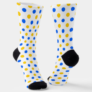 Calcetines Diseño de lunares blancos azules y amarillos