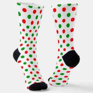 Calcetines Diseño de lunares blancos rojos y verdes