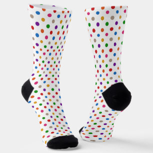 Calcetines Diseño de lunares de arcoíris colorido blanco
