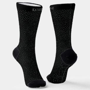 Calcetines Diseño de lunares en blanco y negro personalizable