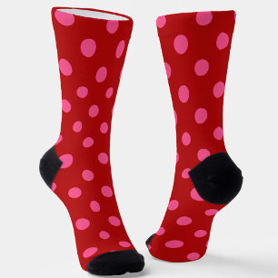 Calcetines Diseño de lunares rojos granate rosados