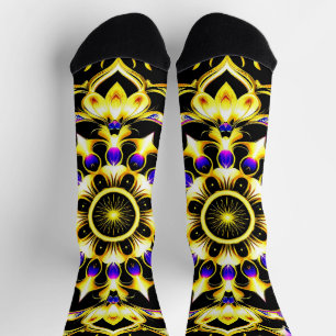 Calcetines Diseño de mandala ornamentado vibrante