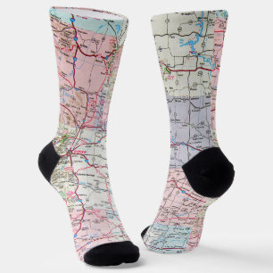 Calcetines Diseño de Mapa Medio Oeste