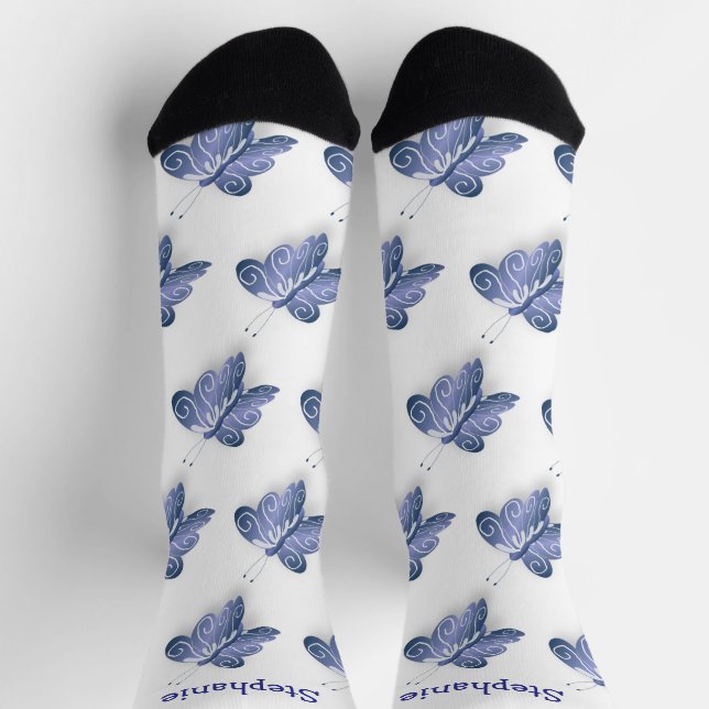 Calcetines Diseño de mariposa azul Socks (Arriba)
