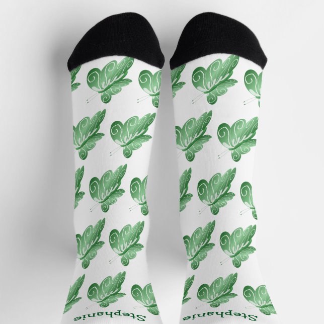 Calcetines Diseño de mariposa verde Socks (Arriba)