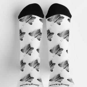 Calcetines Diseño de mariposas negras