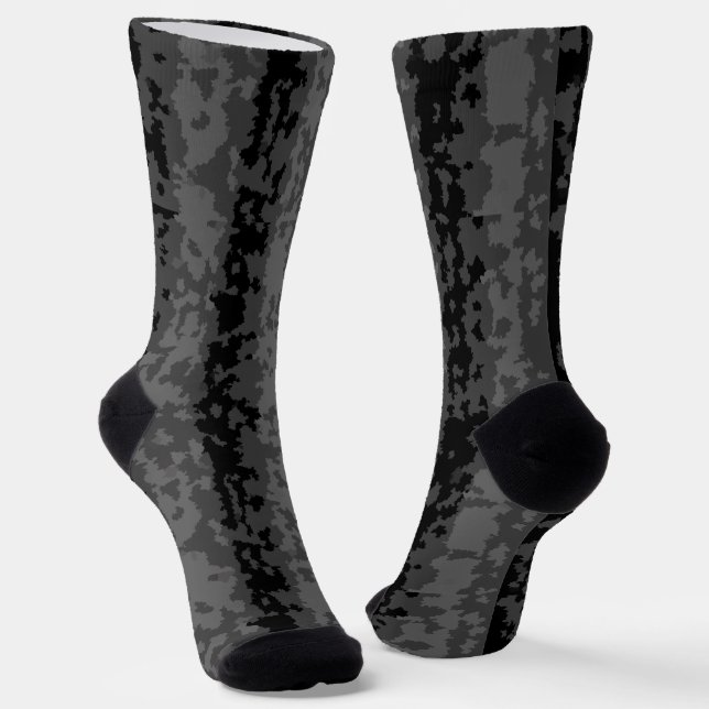 Calcetines Diseño de patrón abstracto irregular gris negro (Angular)
