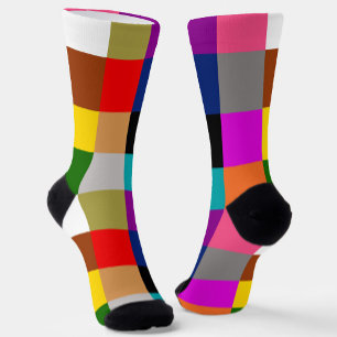 Calcetines Diseño de patrón de bloques de color audaces y col