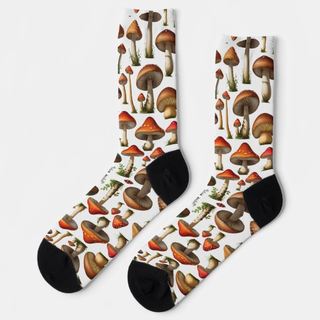 Calcetines Diseño de patrón de colección de hongos (Izquierda)