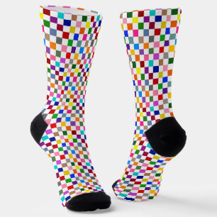 Calcetines Diseño de Patrón de Cuadros Colorido Blanco