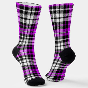 Calcetines Diseño de patrón de cuadros escoceses negro morado