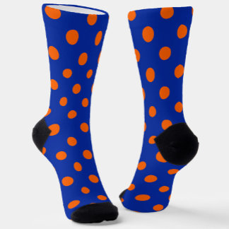 Calcetines Diseño de patrón de lunares naranja sobre azul