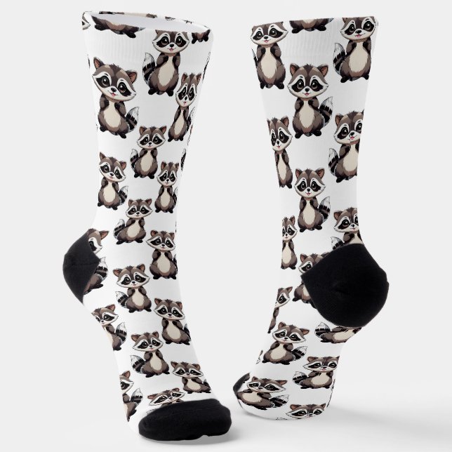 Calcetines Diseño de patrón de mapache blanco (Angular)