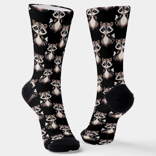 Calcetines Diseño de patrón de mapache negro  (Angular)