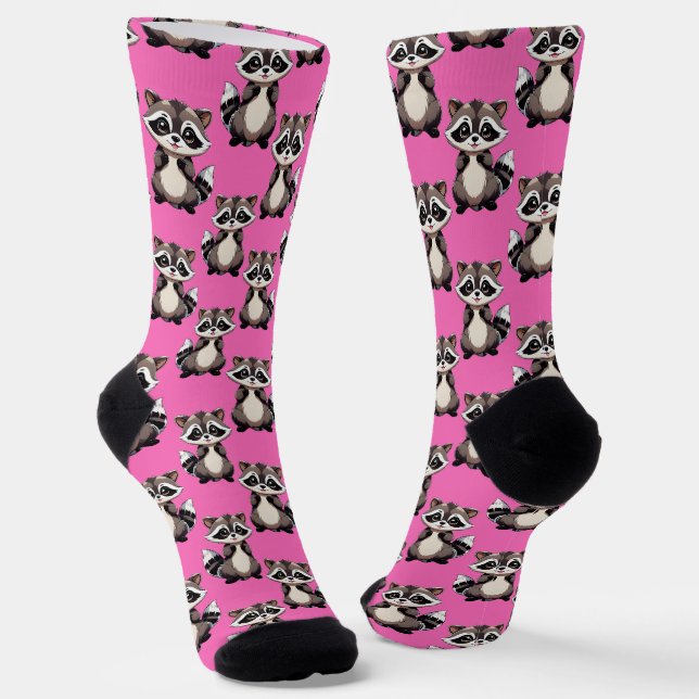 Calcetines Diseño de patrón de mapache rosa (Angular)