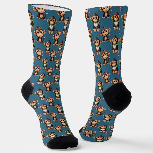 Calcetines Diseño de Patrón de Mono Azul  (Angular)
