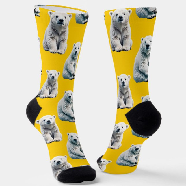 Calcetines Diseño De Patrón De Oso Polar En Amarillo (Subido por el creador)